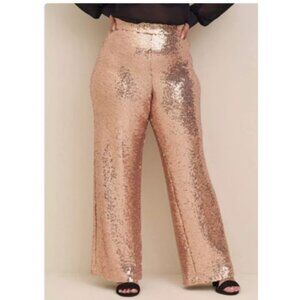Torrid Pull-On Wide Leg Sequin High-Rise Pant Champagne size 2X short new